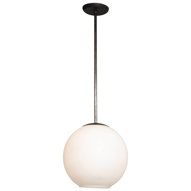 Milk Glass Globe Linear Pendant With Antique Brass Canopy For Milk Glass Globe Linear Pendant With Antique Brass Canopy For