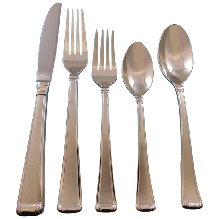 Column Frosted By Gorham Stainless Steel Flatware Set Service 8 New Column Frosted By Gorham Stainless Steel Flatware Set Service 12 New 65 Pieces
