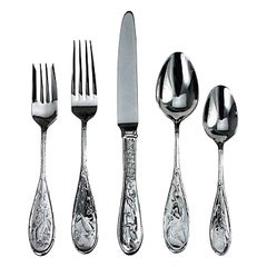 Japanese Bird Audubon by Ricci Stainless Flatware Set for 12 Service 81 Pcs New