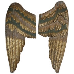 Pair of Antique Baroque Angel Wings, Carved Wood with Gold Leaf