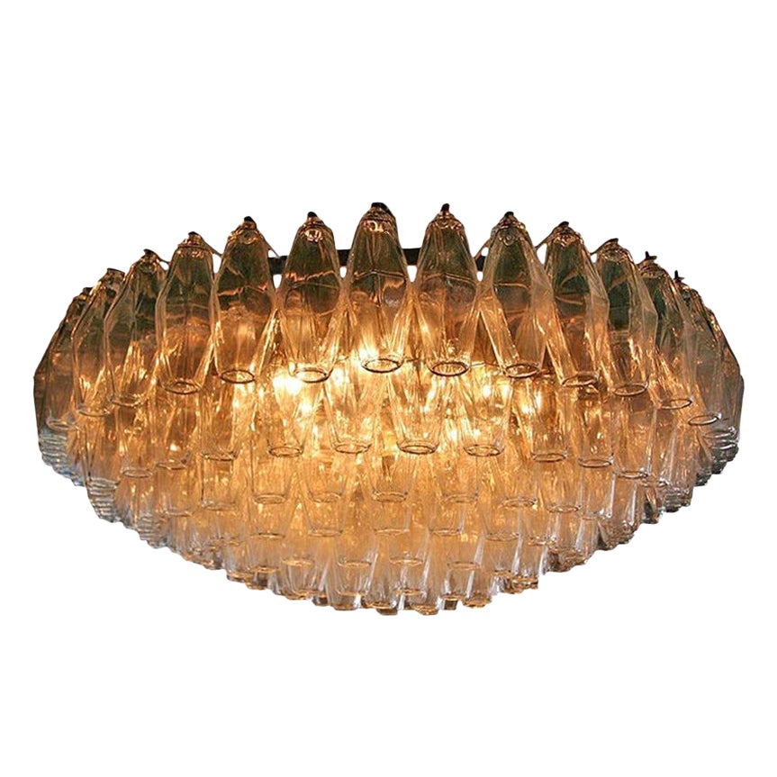Runder italienischer Venini-Kronleuchter aus Polyederglas, 1970er Jahre