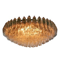 Runder italienischer Venini-Kronleuchter aus Polyederglas, 1970er Jahre