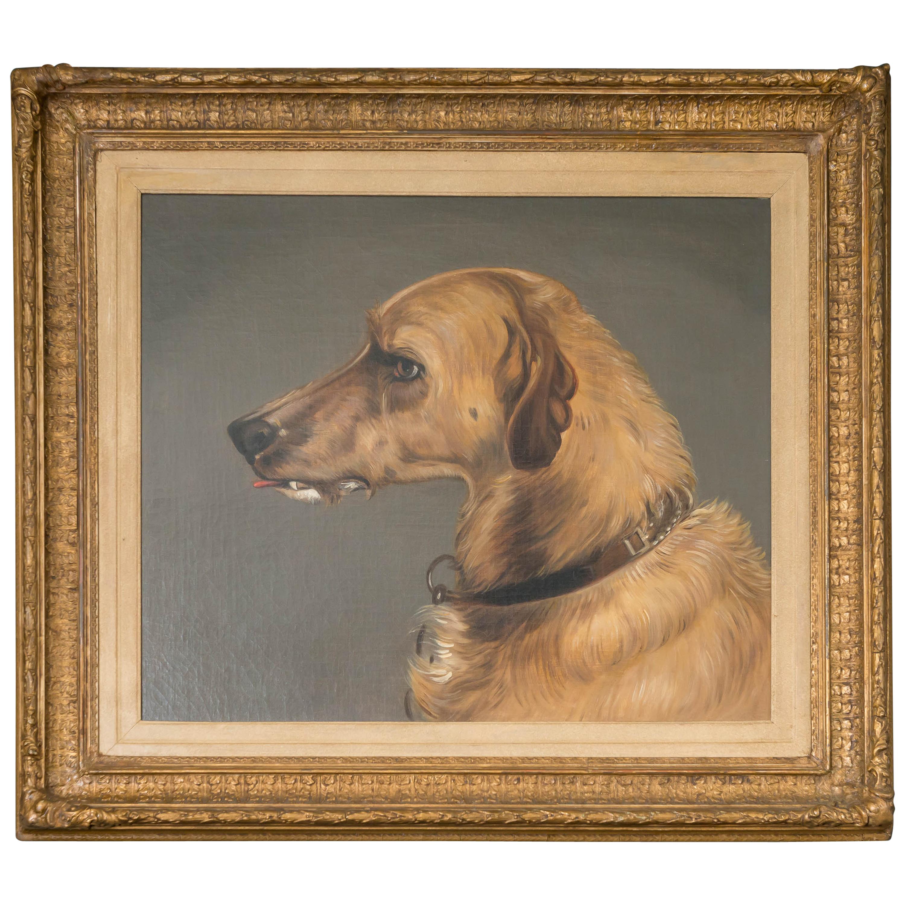 Portrait d'un chien, huile sur toile anglaise du 19ème siècle, d'après Edwin Landseer