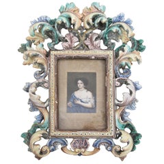 18th Century Portrait in Faience Frame