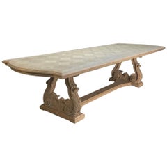 Grand Italian Baroque Style Parquet Stripped Oak Banquet Table