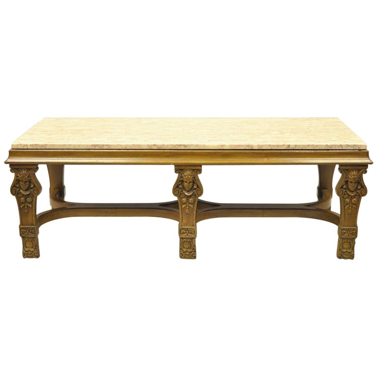 victorian marble top coffee table figural female faces french carved wood for sale - Carved Wooden Coffee Tables victorian marble top coffee table figural female faces french carved wood for sale - Carved Wooden Coffee Tables