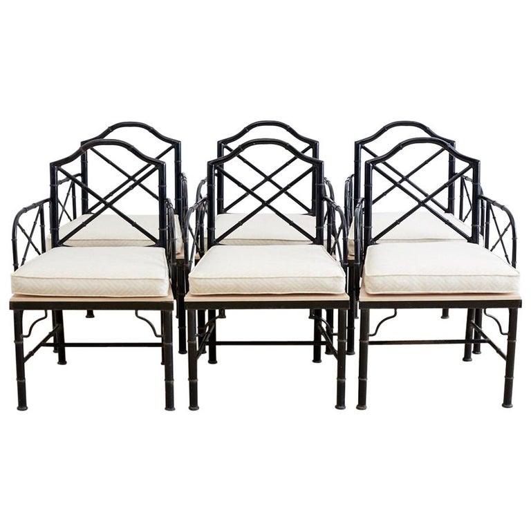 Chinese Chippendale Faux Bamboo Iron Garden Chairs For At 1stdibs Chinese Chippendale Faux Bamboo Iron Garden Chairs For