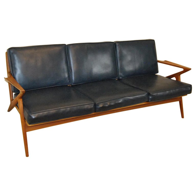Danish Mid Century Modern Teak Three Cushion Z Sofa By Poul Jensen Danish Mid Century Modern Teak Three Cushion Z Sofa By Poul Jensen For Selig