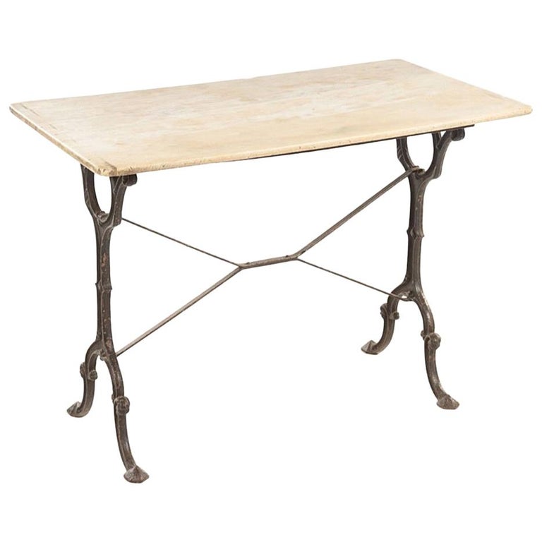 French Bistro Table or Garden Table in Cast Iron and Marble at 1stdibs