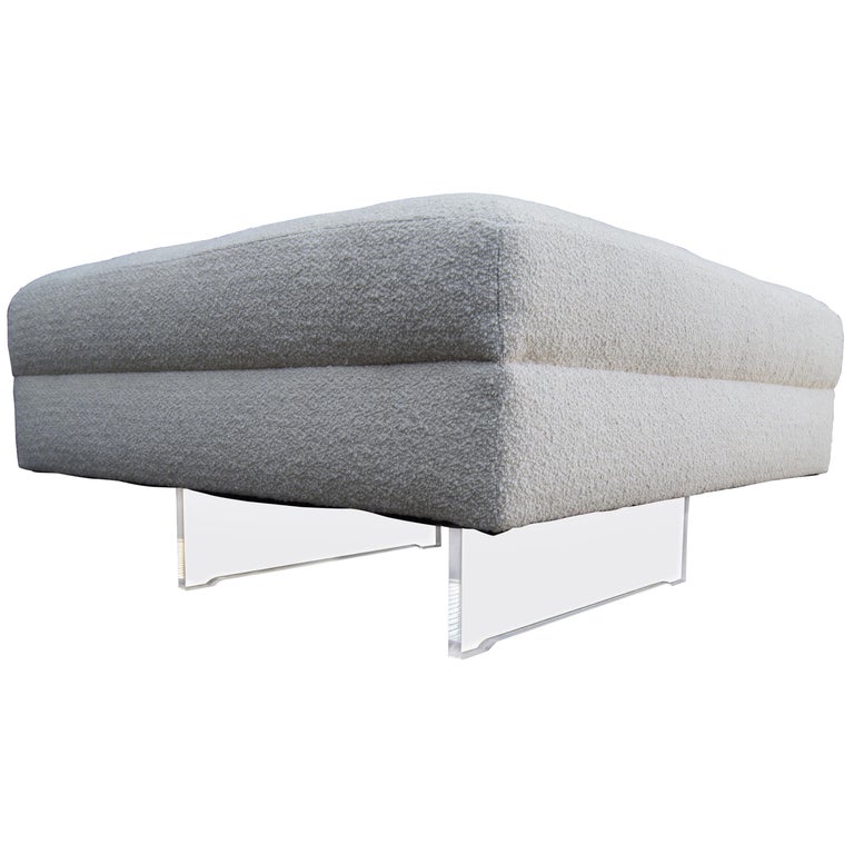 Tufted Ottoman With Lucite Legs For At 1stdibs Tufted Ottoman With Lucite Legs For