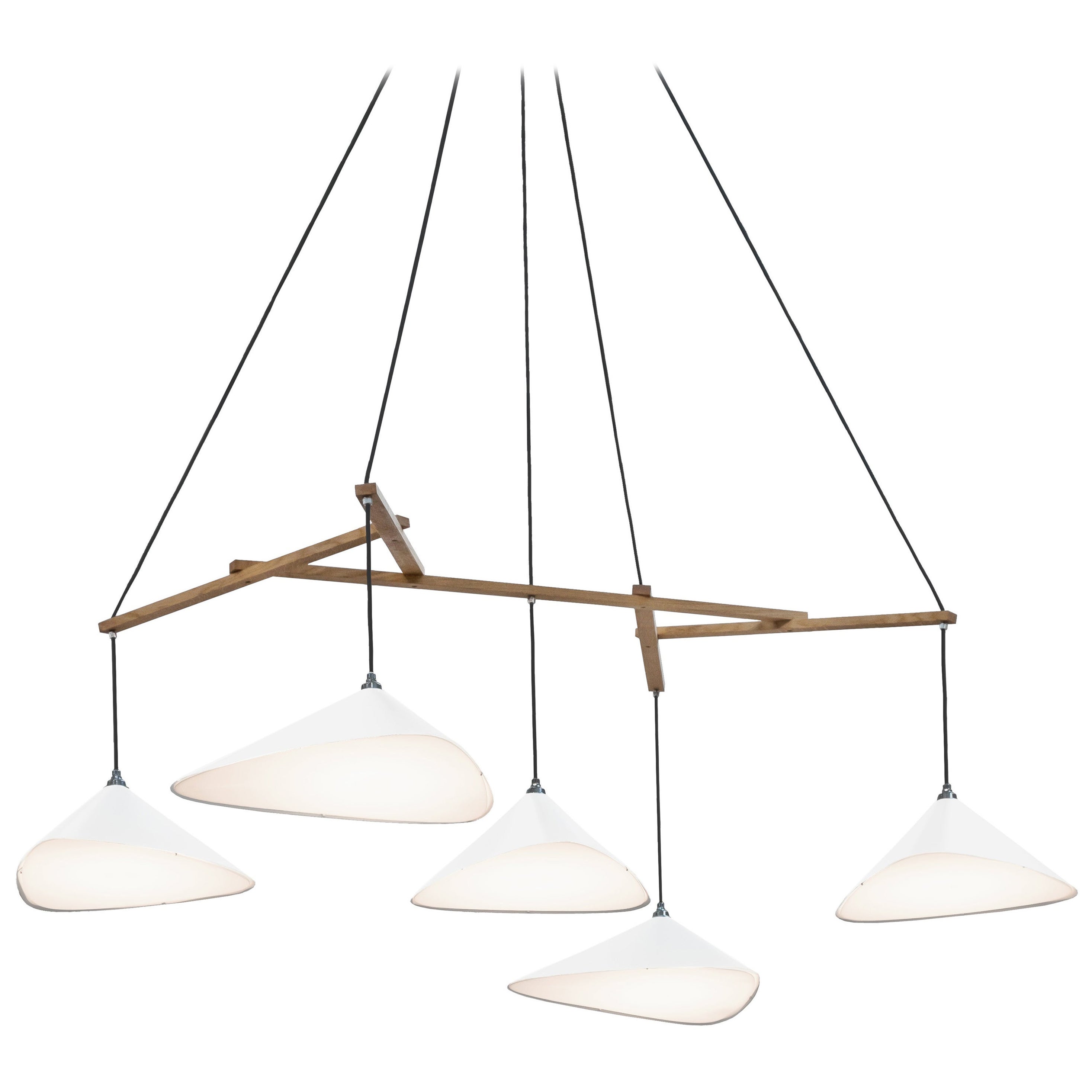 Grande lampadario 'Emily 5' di Daniel Becker in bianco opaco per Moss Objects