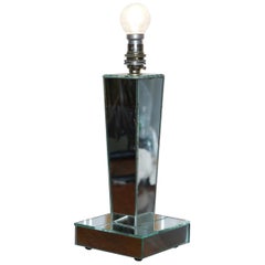 Lovely Italian Venetian Mirrored Glass Lamp with Braided Cable Distressed Glass