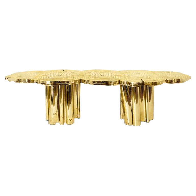 Fortuna Dining Table 8 Seats in Polished Brass by Boca do Lobo For Sale