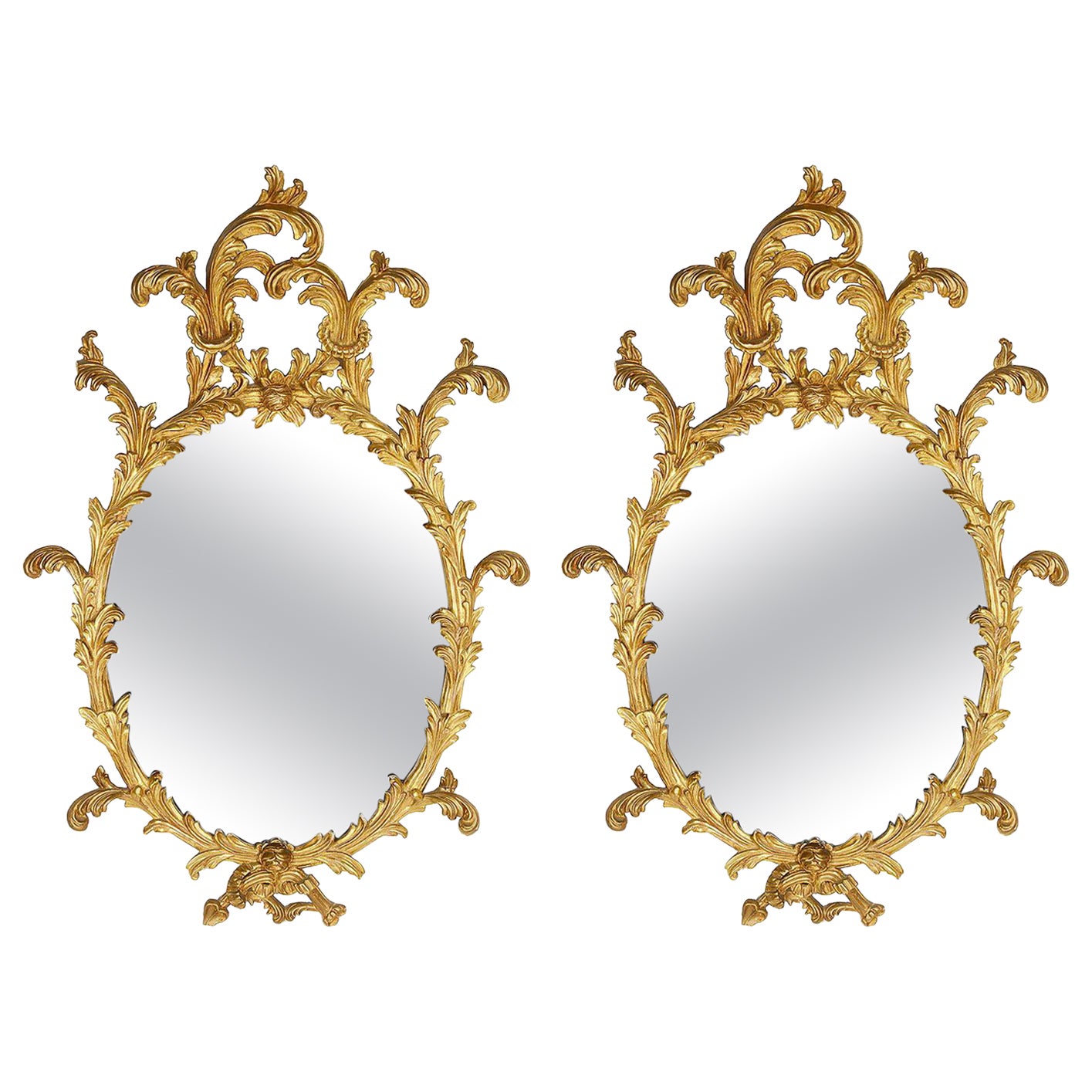Pair of Chippendale Influenced Wall Mirrors, circa 1900 For Sale
