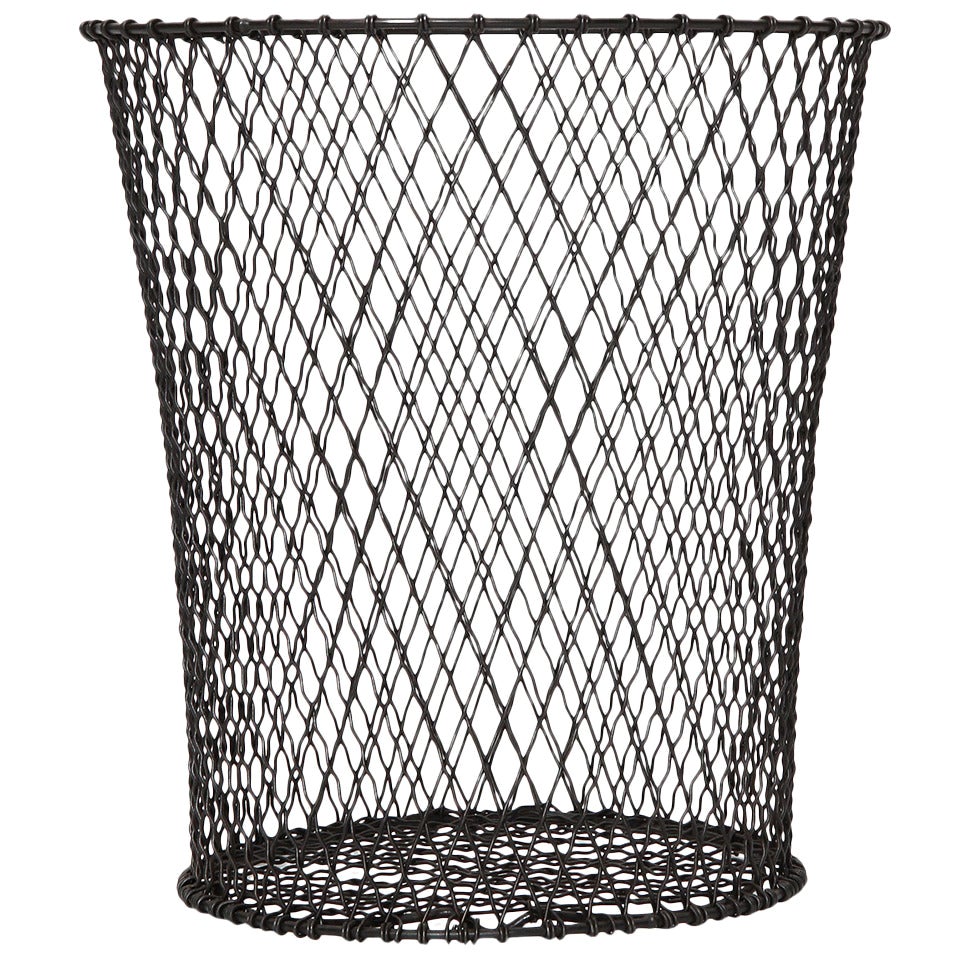 Braided Steel Waste Basket at 1stDibs