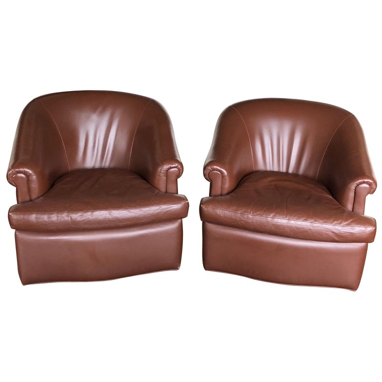 custom club chairs centralazdining pair of custom swivel club chairs in rich brown leather for sale at custom club chairs centralazdining pair of custom swivel club chairs in rich brown leather for sale at
