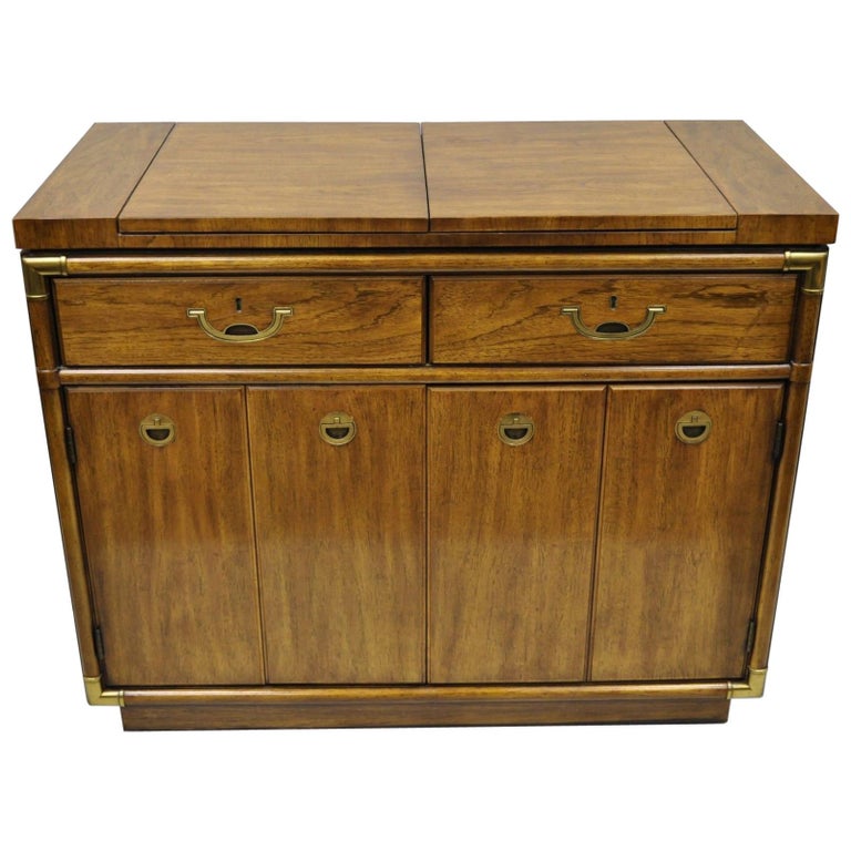 Drexel Heritage Accolade Campaign Style Flip Top Bar Buffet Server Drexel Heritage Accolade Campaign Style Flip Top Bar Buffet Server Cabinet For