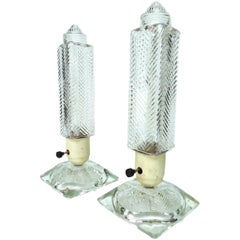 Pair of 1930s Art Deco Glass Lamps