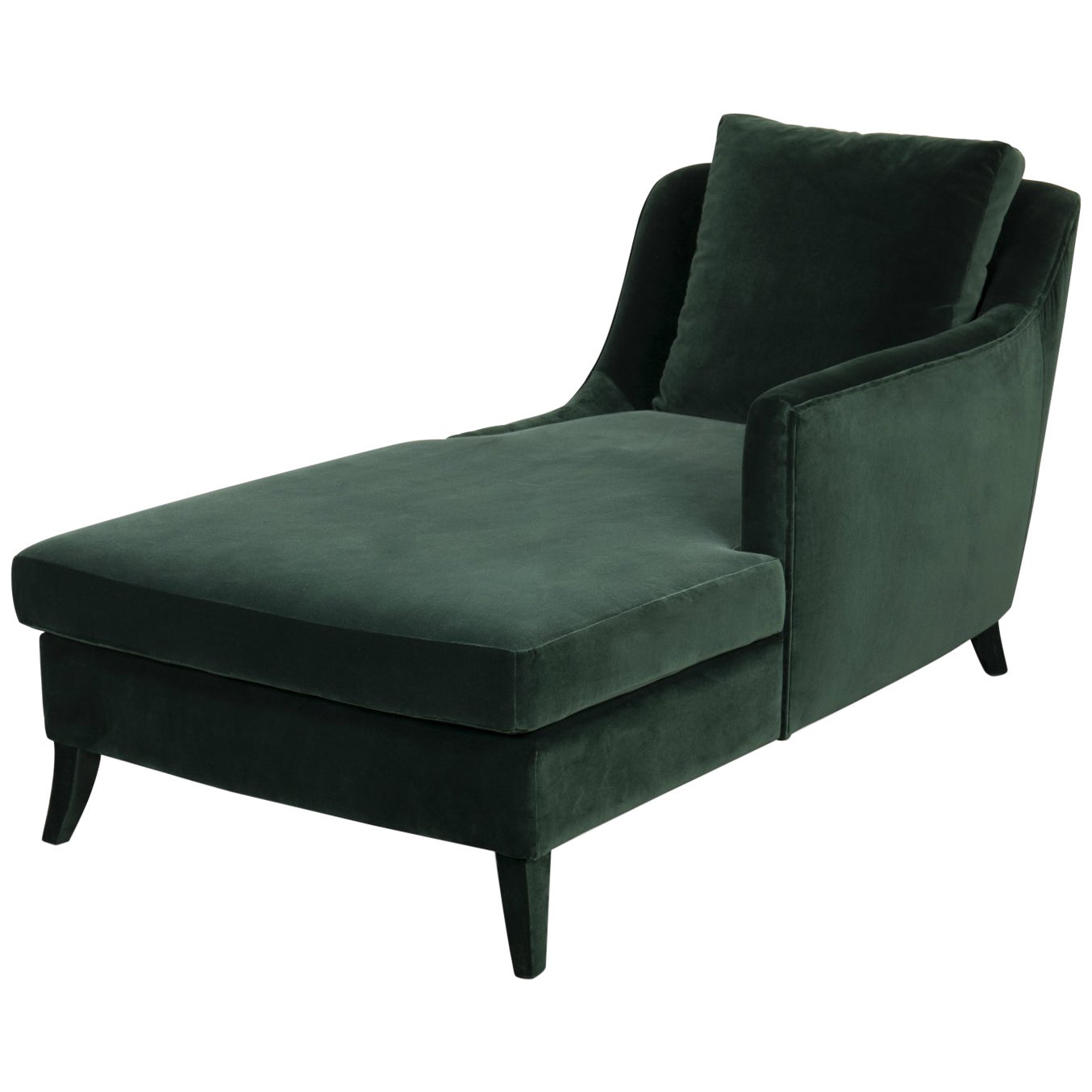 Mahogany Chaise Longue In Turquoise Silk Velvet at 1stDibs