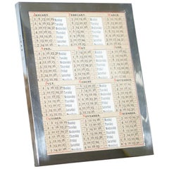 Large 1929 Sterling Silver Asprey London Year to View Desk Art Calendar Leather