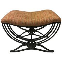 Art Deco Style Hand-Forged Iron Upholstered Bench