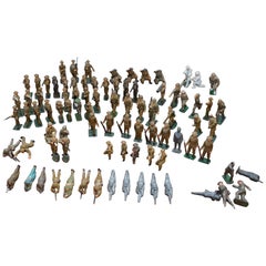 Rare Set of World War I Antique Toys Military Soldiers 87 Mixed Pieces Rare Find