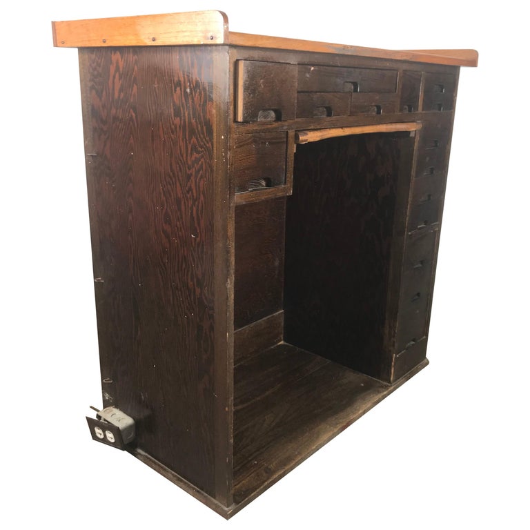 Antique Oak Multi-Drawer Jewelers Desk, Watchmakers Work Bench J.H. Antique Oak Multi-Drawer Jewelers Desk, Watchmakers Work Bench J.H. Rosberg For Sale - Antique Oak Multi-Drawer Jewelers Desk, Watchmakers Work Bench J.H.