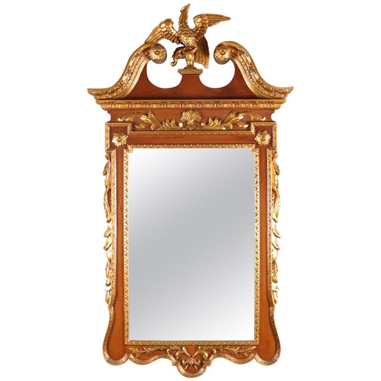 Vintage Federal Style Parcel Gilt Grain Painted Phoenix Wall Mirror Vintage Federal Style Parcel Gilt Grain Painted Phoenix Wall Mirror For