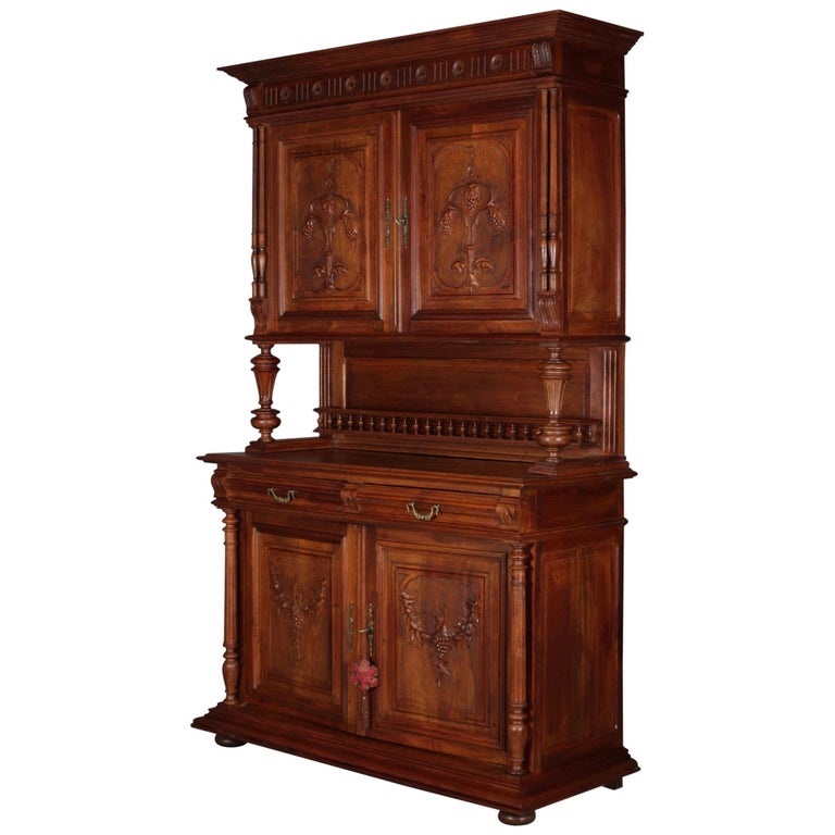 Early American Red Stepback Cupboard For Sale At 1stdibs Antique English Carved Oak Grape and Leaf Court Cupboard, circa 1890 - Early American Red Stepback Cupboard For Sale At 1stdibs