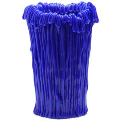 Established & Sons Frillo Vase with Handcrafted Blue Piping by Alessandro Ciffo