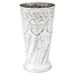 Antique Elkington & Co Victorian English Sterling Silver Vase, 1887