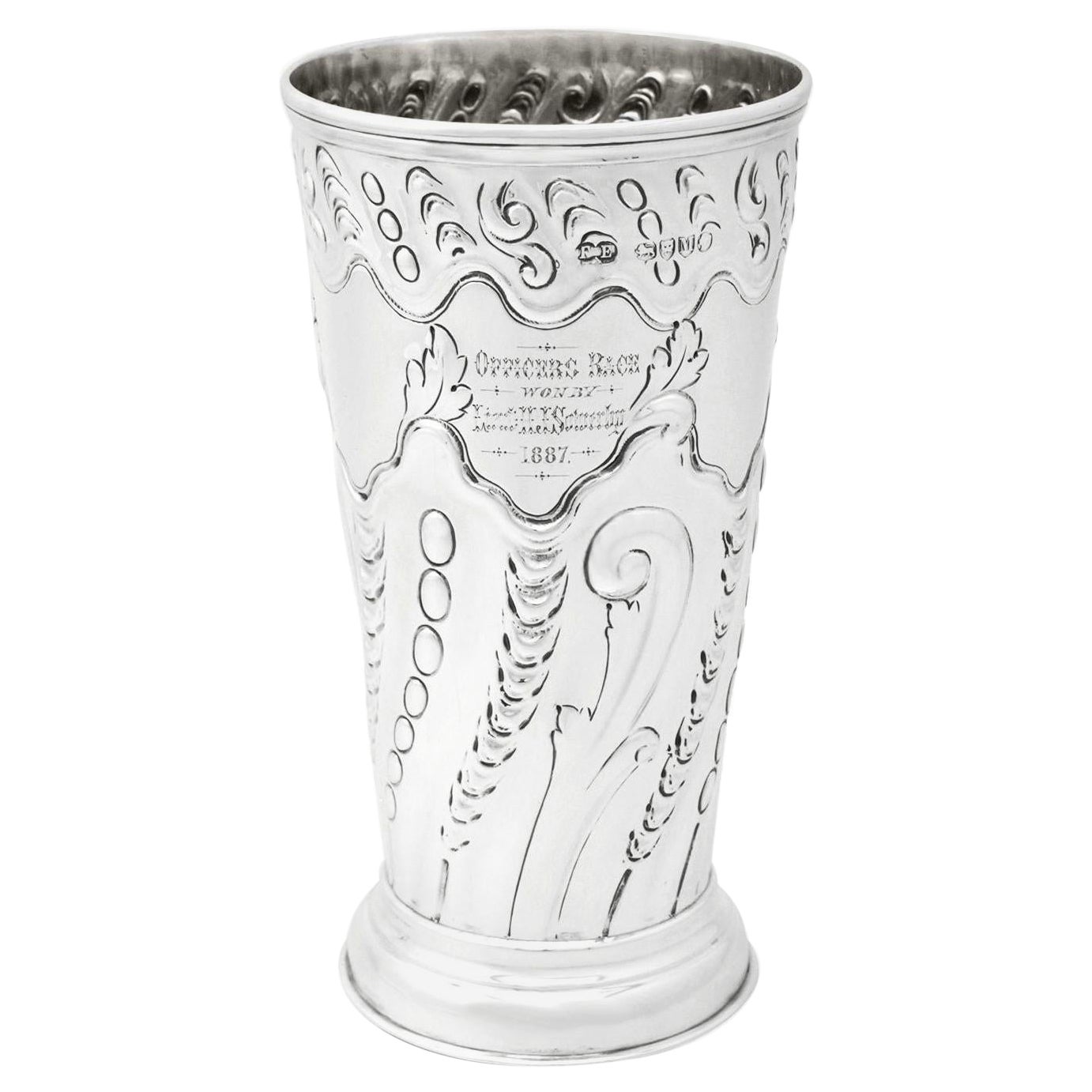 Vase victorien ancien en argent sterling d'Elkington & Co (1887)