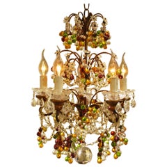 20th Century Small Five-Light Italian Multicolored Crystal Chandelier