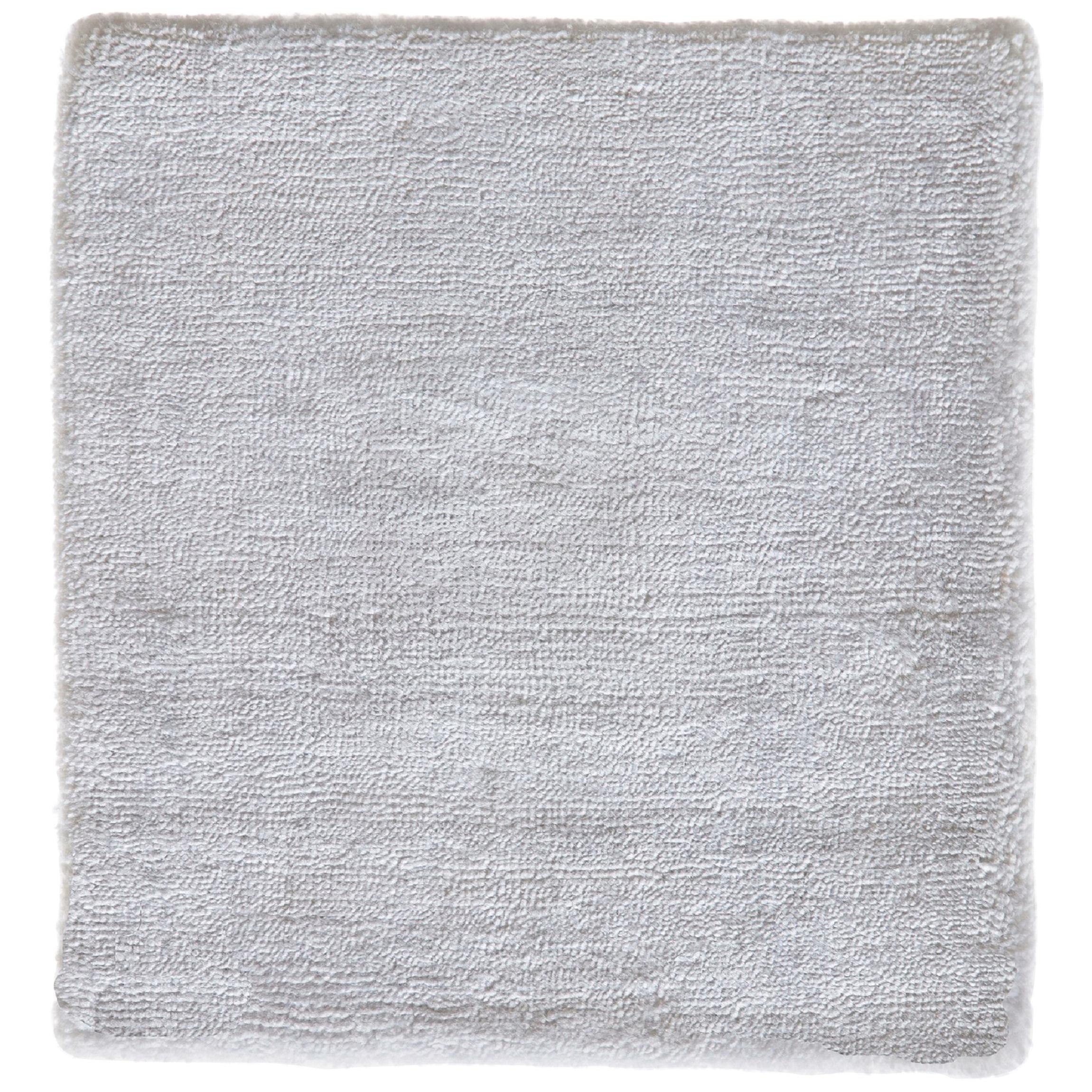White Hand Woven Luxe Texture Soft Shine Smooth Finish Bamboo Silk Handmade Rug For Sale