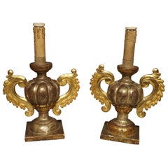 Antique Giltwood Italian Candlesticks, circa 1880