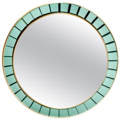 Important Circular Hand-Cut Faceted Crystal Mirror by Cristal Art, Italy, 1950s