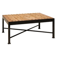 Antique Unique Rustic Coffee Table w/ 18th C. Spanish Door Top on Custom Metal Base