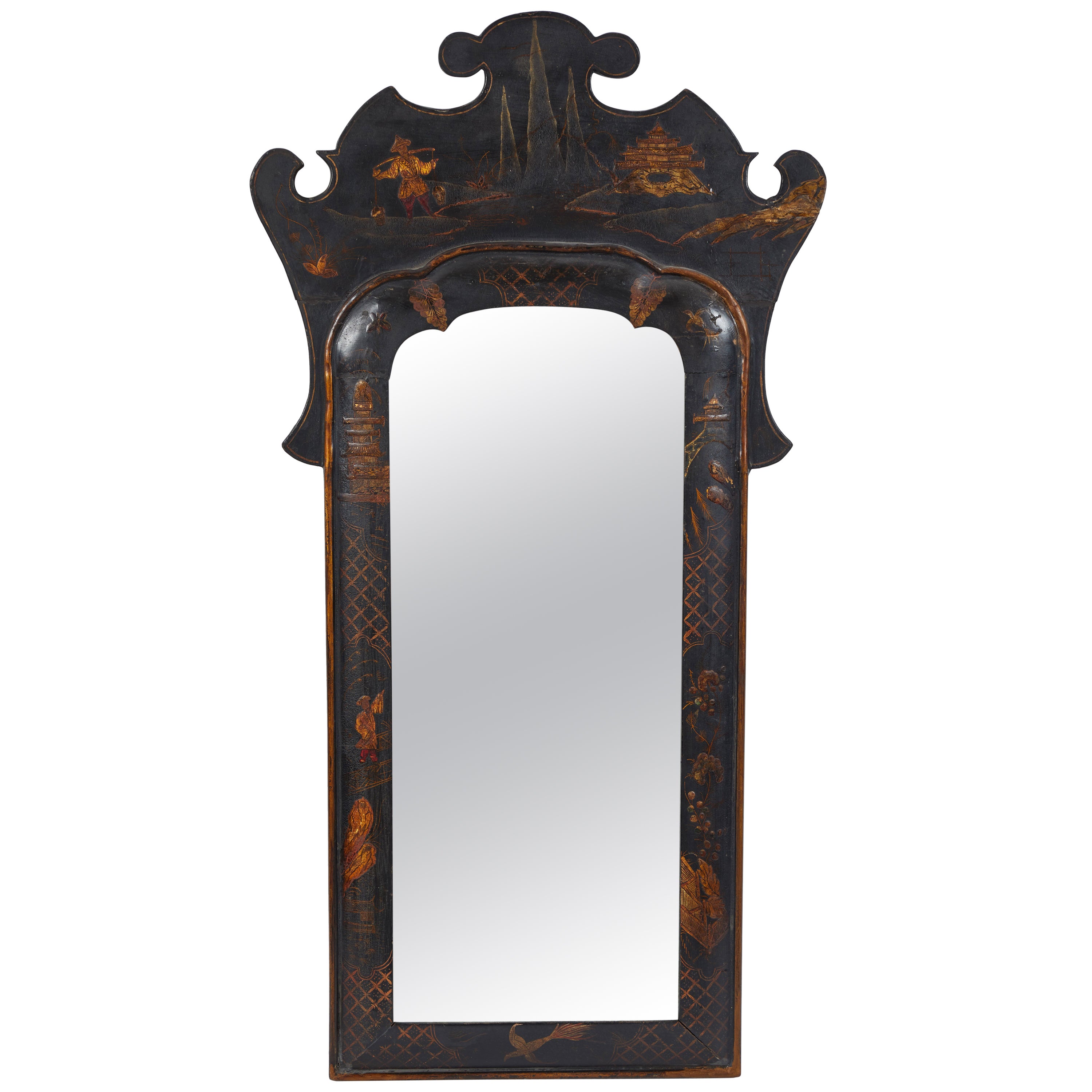 Chinese Folk Painted Wall Mirror For Sale at 1stDibs