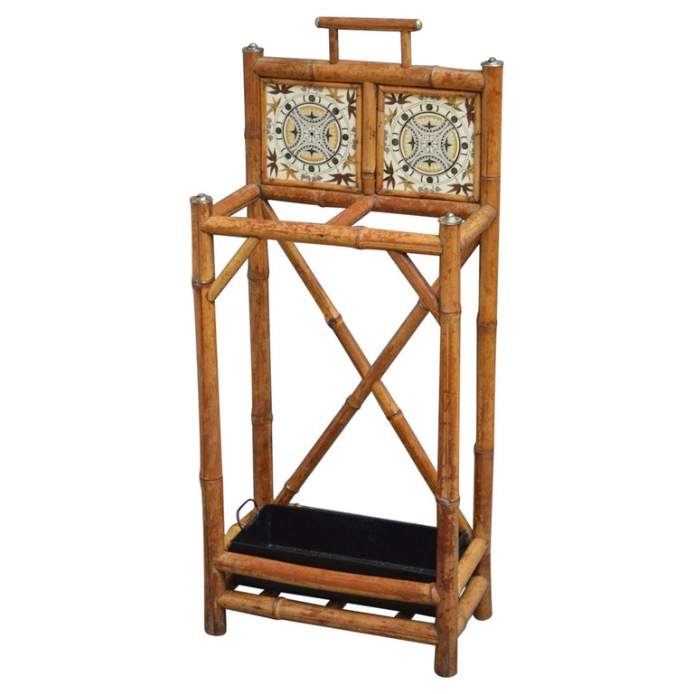 French Victorian Wrought Iron Faux Bamboo Hatrack or Umbrella Stand For Sale at 1stdibs