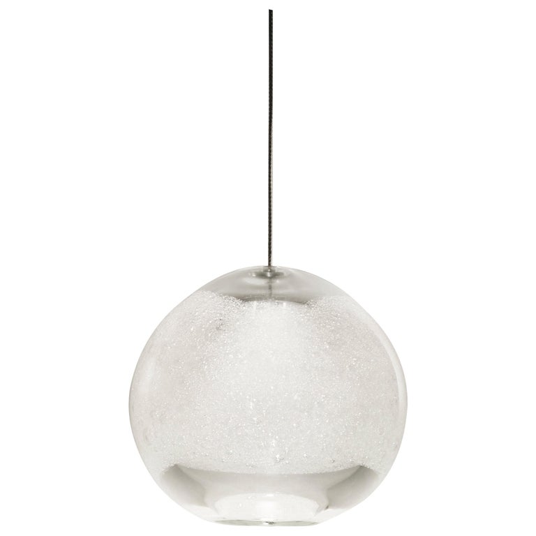 Artisan Blown Glass Shade • Clear Bubble Orb Pendant Light • Made in