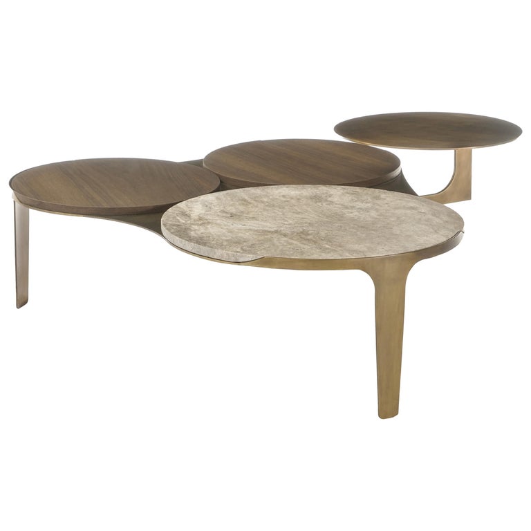 Centre Table Contemporary Sanduk By Ameeraah At 1stdibs Kosmo Coffee Table Contemporary Centre In Aged Brass Travertine Walnut