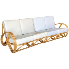 Restored 3/4 Round Pretzel Four-Seat Sectional Sofa with Arch Base
