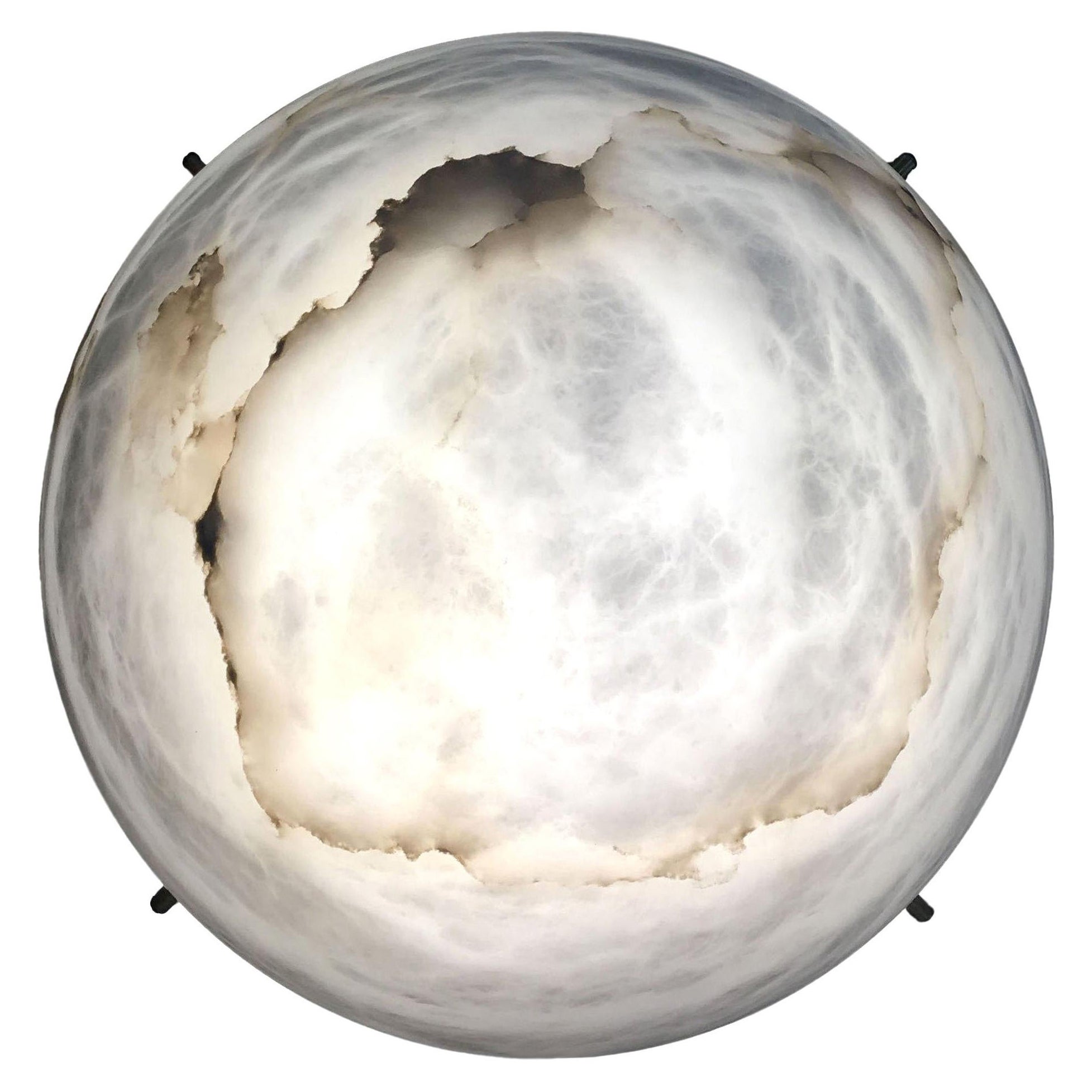 Grande applique ou plafonnier en albâtre Moon 4, à la manière de Pierre Chareau