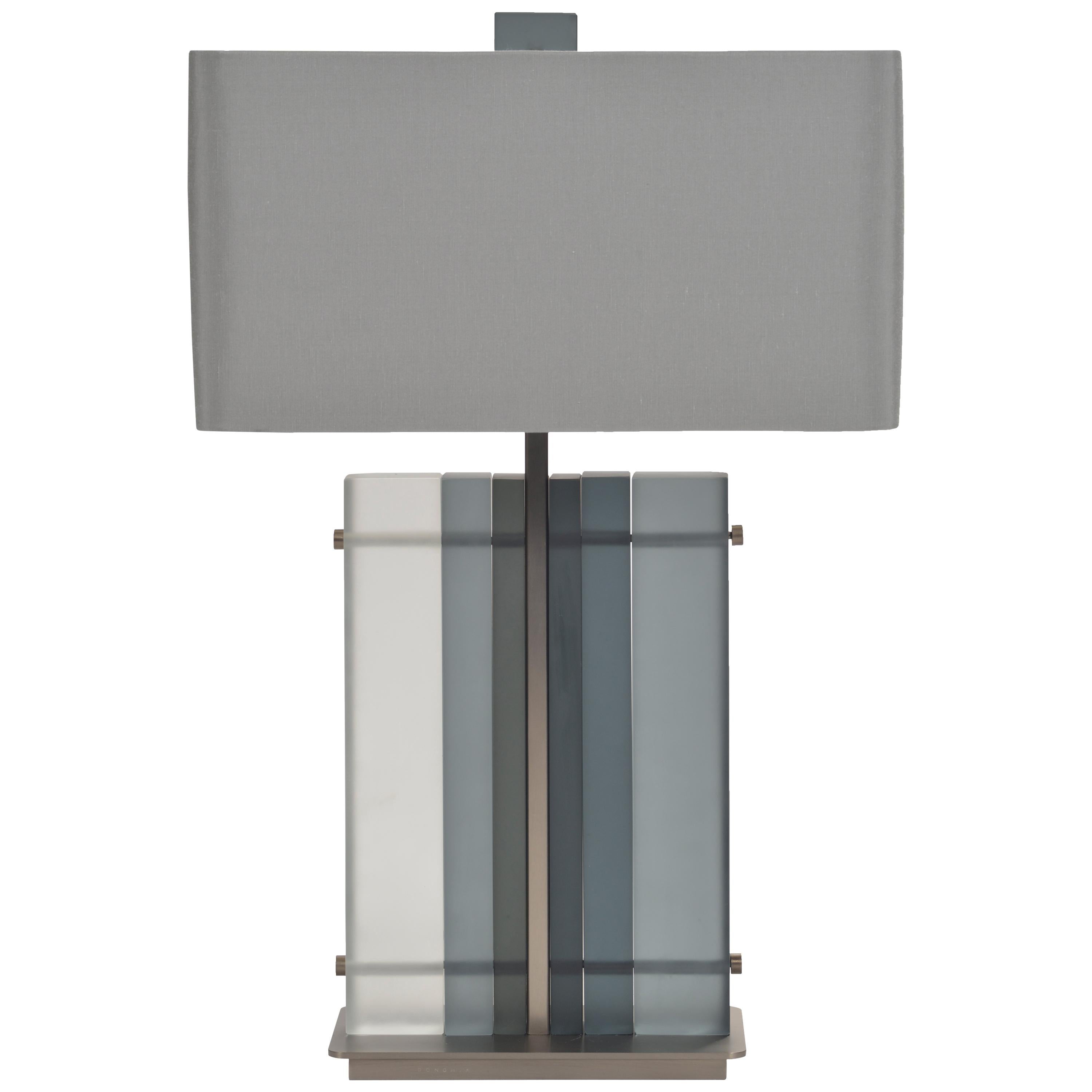 Donghia Tourmaline Table Lamp and Shade, Murano Glass in Slate with Satin Finish For Sale