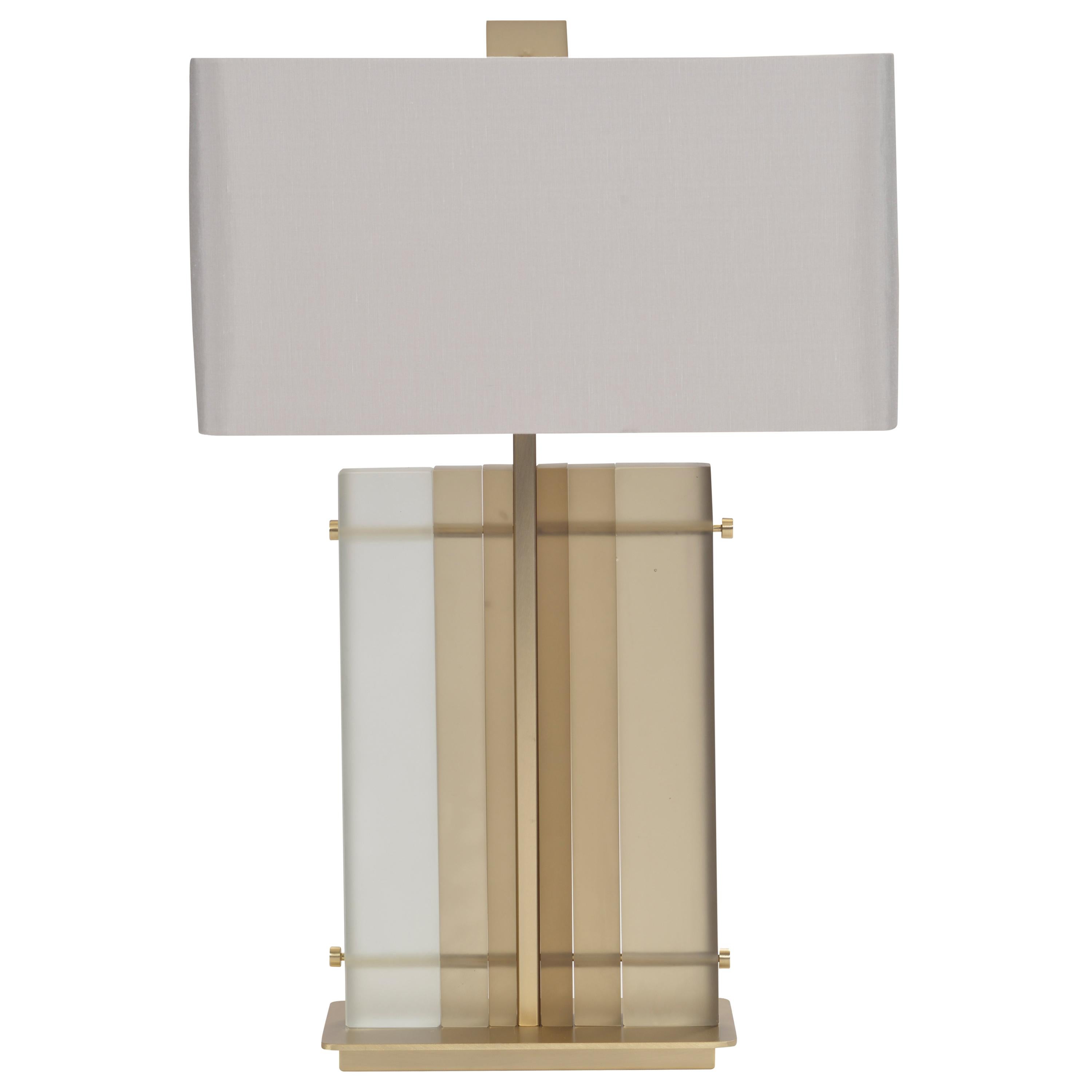 Donghia Tourmaline Table Lamp and Shade, Murano Glass in Topaz with Satin Finish For Sale