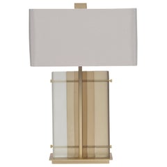 Donghia Tourmaline Table Lamp and Shade, Murano Glass in Topaz with Satin Finish