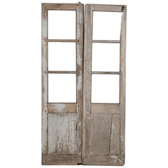 Pair of Antique French Doors in Original Paint and Great Hardware