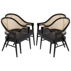 Gracie, Set of Four Contemporary Dining Chairs in Cane and Solid Wood