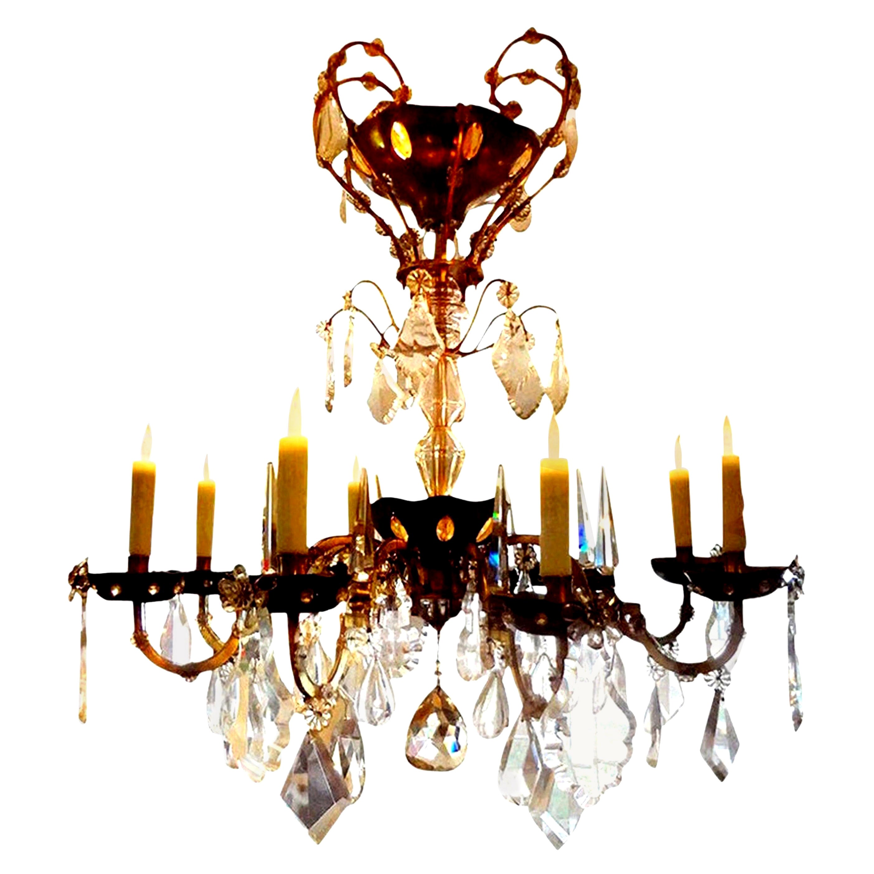 French Maison Baguès Attributed Crystal Chandelier For Sale