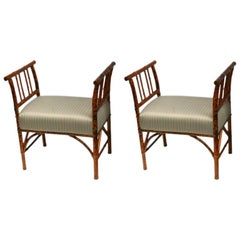 Pair of Bamboo Benches
